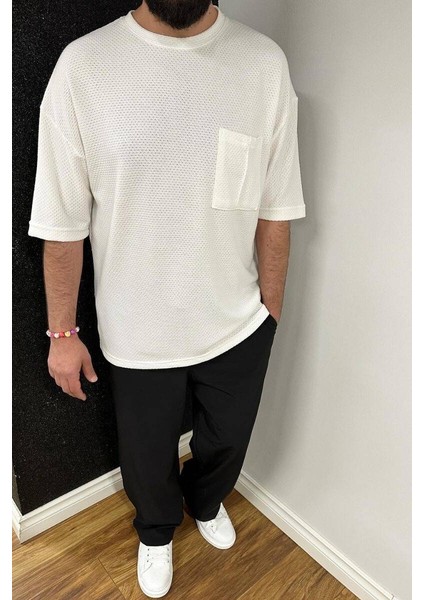 Ekru Oversize Erkek T-Shirt 10423 indirimleri