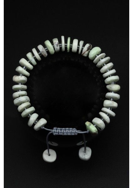 Jade Doğal Taş Makrome Örme Bileklik Şekilsiz Kesim