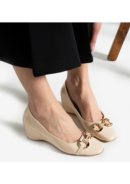 Manu Vizon Rugan Gizli Topuk Kadın Ayakkabı