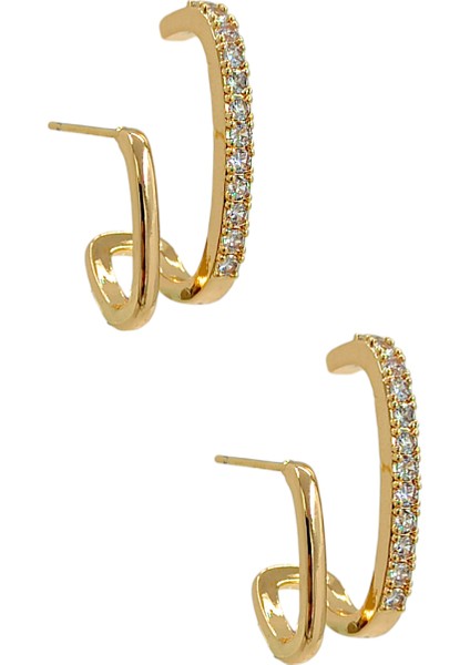 Premium 2 Sıra Zirkon Taş Küpe