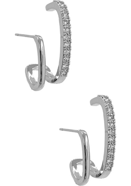Premium 2 Sıra Zirkon Taş Küpe