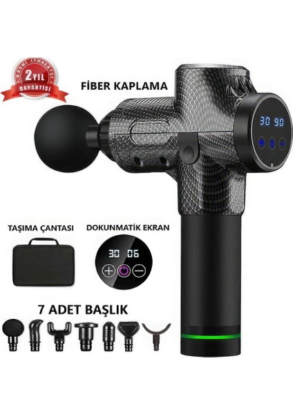 EV-MT51 Dijital Karbon Fiber/siyah 2500 Mah Kablosuz Dokunmatik Profesyonel Masaj Aleti