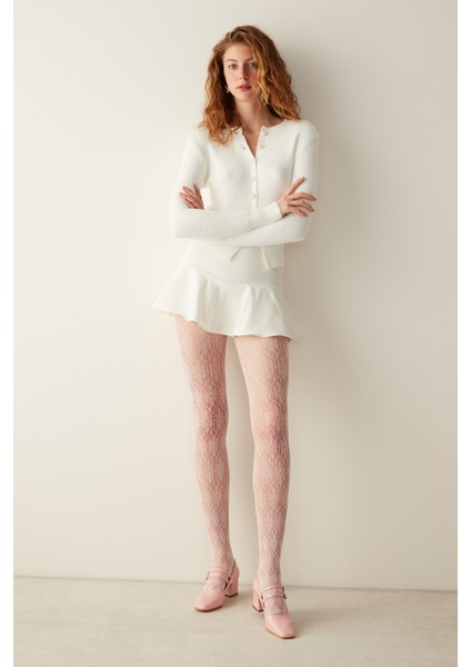 Geometric Floral File Külotlu Çorap fiyatları