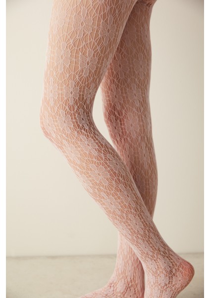 Geometric Floral File Külotlu Çorap fırsatları