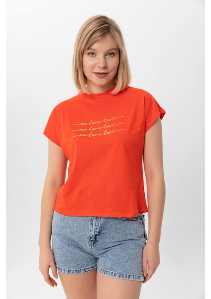Kadın Önü Varak Baskılı T-Shirt 240042 -