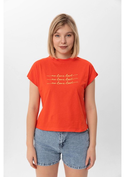 Kadın Önü Varak Baskılı T-Shirt 240042 -