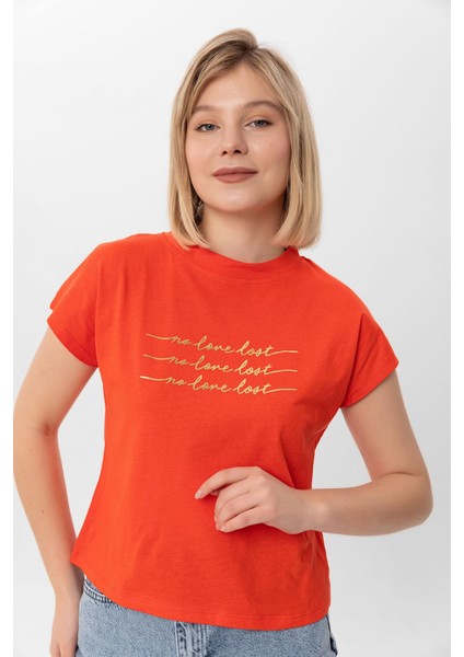 Kadın Önü Varak Baskılı T-Shirt 240042 -
