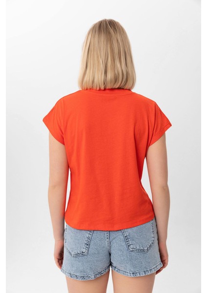 Kadın Önü Varak Baskılı T-Shirt 240042 -