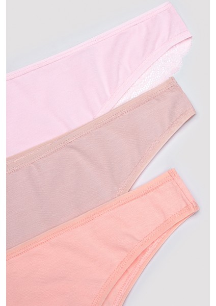 Coral Vibes Lacy Dantel Back Brazilian Külot 3'lü indirimleri