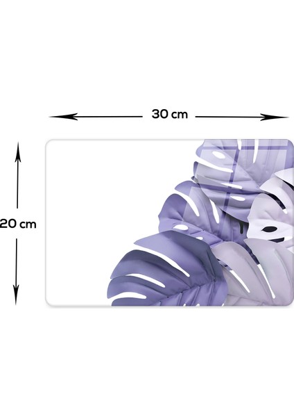 Cam Kesme Tahtası - Cam Kesme Tablası | Mor Yapraklar Beyaz Fon | 20cm x 30cm fiyatları