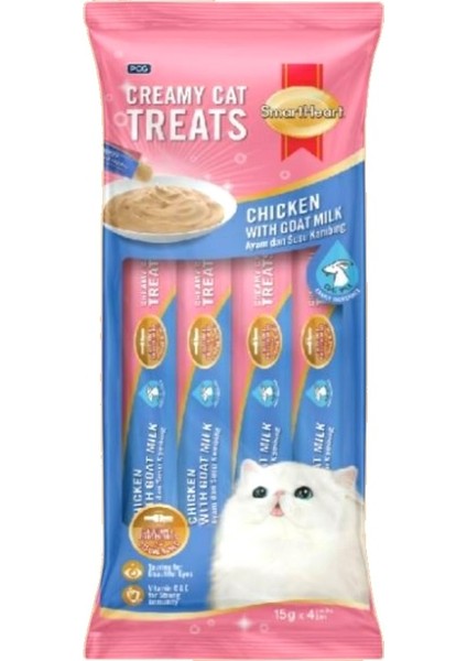 Kremalı Keçi Sütlü Tavuk Etli Ek Besin ve Kedi Ödülü 60 gr - 15 gr x 4 Adet