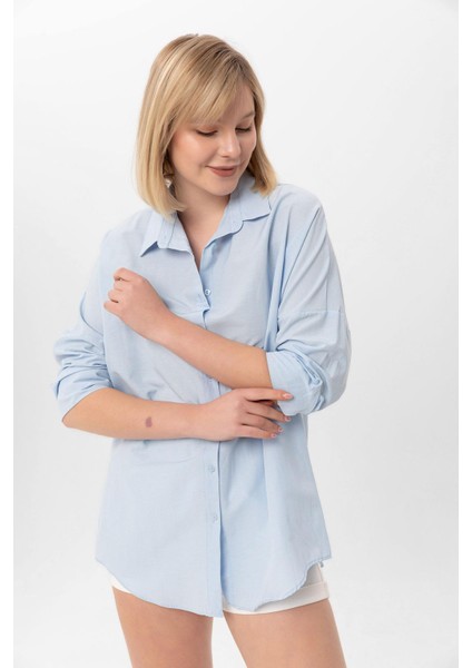 Kadın Oversize Poplik Gömlek 240247 -