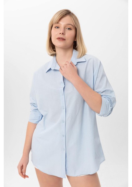 Kadın Oversize Poplik Gömlek 240247 -