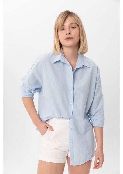 Kadın Oversize Poplik Gömlek 240247 -
