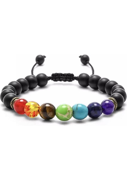 Makrome Örgülü Küre Kesim Oniks Doğaltaş Çakra Kadın Bileklik