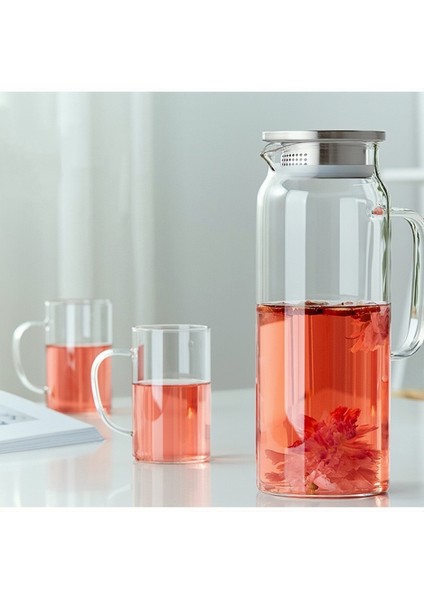 Bpa Free Borosilikat Cam Sürahi 2 Litre 2 L + 1 Beyaz Cam