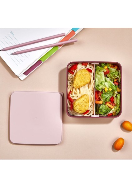 Tekno Trust 2 Parça 2 Katlı Kare Lunchbox Yemek Saklama Kabı Beslenme Kutusu Seti-Sporcu Öğrenci Fitness Okul I