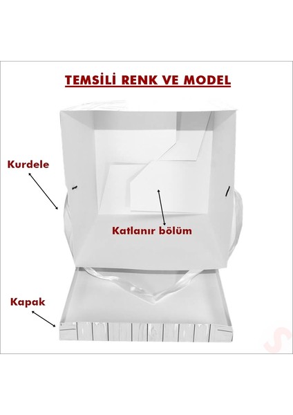 Kapaklı, Katlanır Demonte Karton Kutu, 30CM - Puset & Pembe