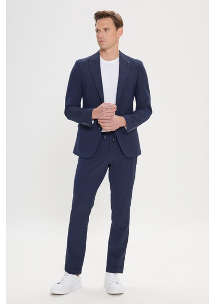 ALTINYILDIZ CLASSICS Erkek Lacivert Slim Fit Dar Kesim Kırlangıç Yaka Desenli Takım Elbise modelleri