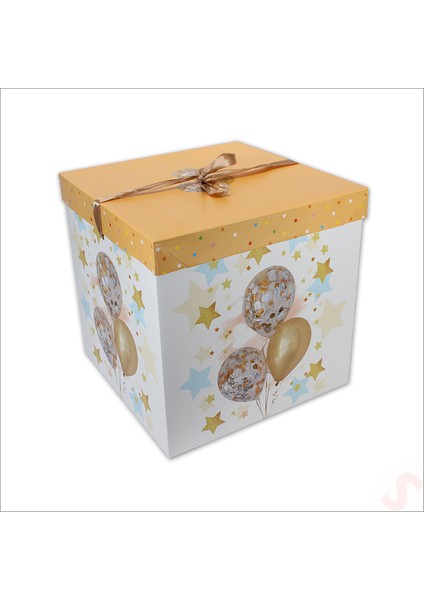 Kapaklı, Katlanır Demonte Karton Kutu, 30CM - Balon & Somon