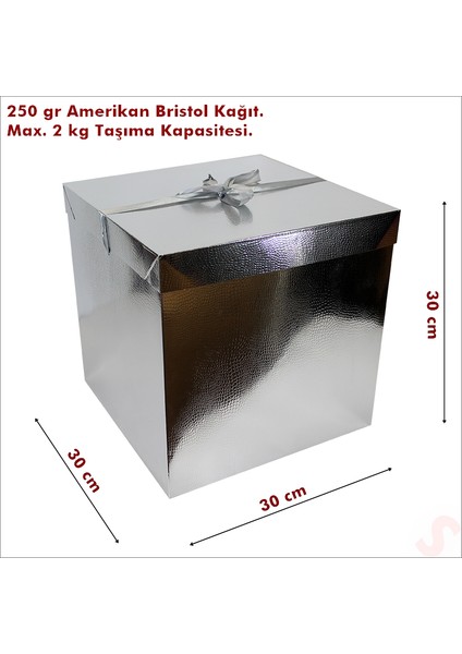 Kapaklı, Katlanır Demonte Karton Kutu, 30CM - Metalik Gümüş fiyatları