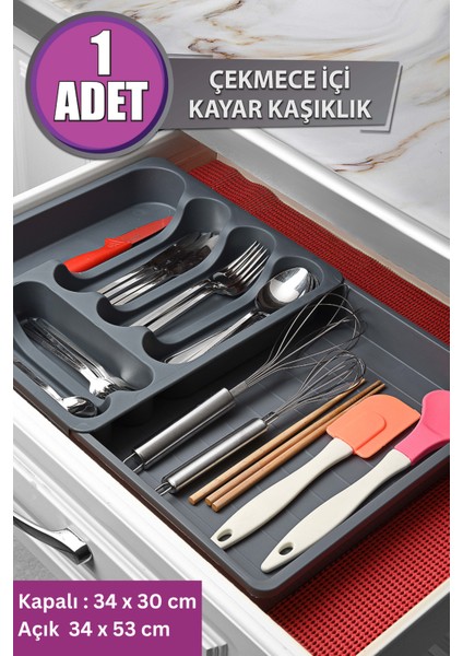Tekno Trust 30 x 34 Uzayabilen Ayarlanabilir Pratik Çekmece Içi Kaşıklık Plastik