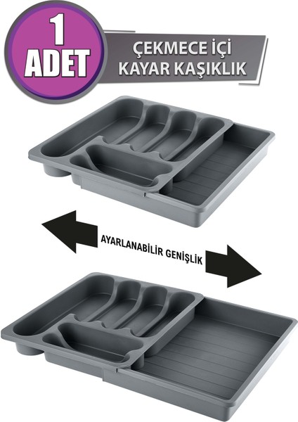 Tekno Trust 30 x 34 Uzayabilen Ayarlanabilir Pratik Çekmece Içi Kaşıklık Plastik