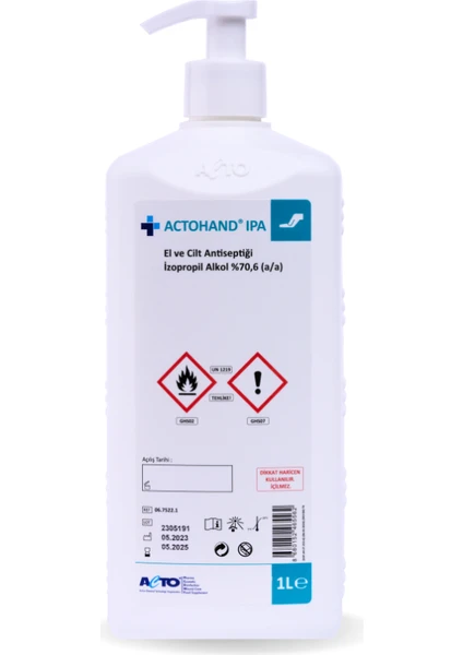 Actohand® Ipa 1 Litre | El ve Cilt Antiseptiği - Alkol 75 % (V/v)