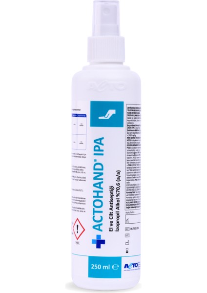 Actohand® Ipa 250 ml | El ve Cilt Antiseptiği - Alkol 75 % (V/v)