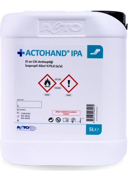 Actohand® Ipa 5 Litre | El ve Cilt Antiseptiği - Alkol 75 % (V/v)