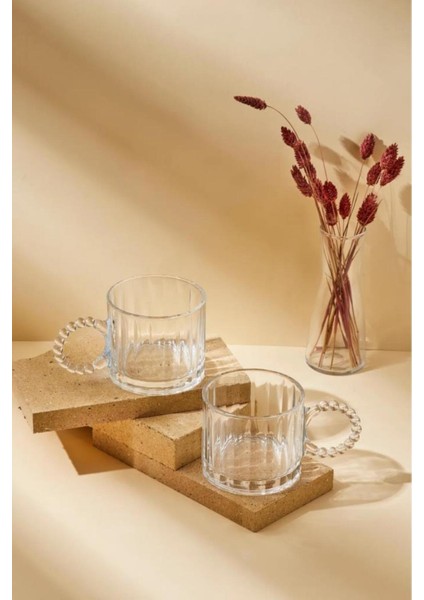 Tekno Trust Cam 2 Adet Cam Boncuk Kulplu Bardak Kupa Çay Kahve Meşrubat Bardağı 325ML Turuncu Meşrubat Bardağı fiyatları