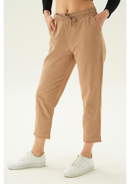4228 Paça Püskül Pantolon Camel
