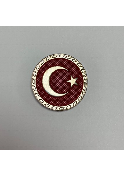 Gri Çerçeveli Türk Bayraklı Yaka Rozeti