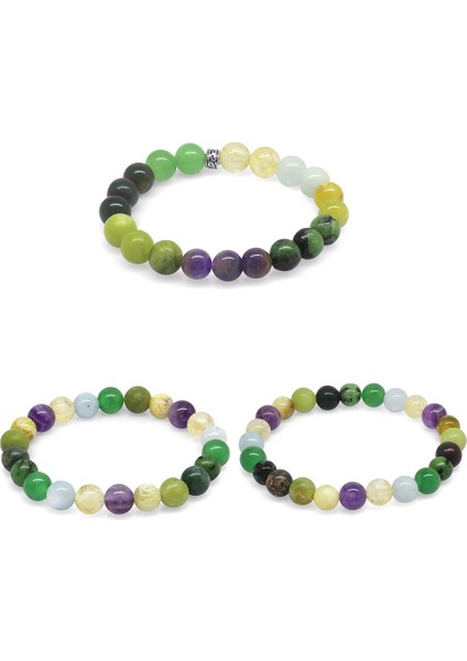 Küre Kesim Çoklu Doğaltaş Kombinli Kadın-Erkek-Genç Şifa 3'lü Set Bileklik fiyatları