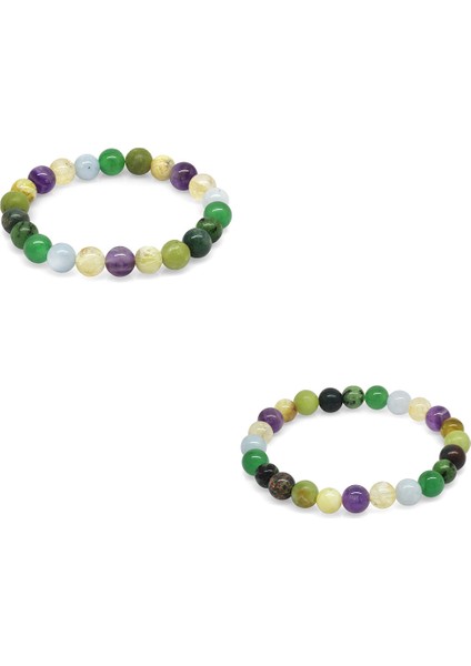 Küre Kesim Çoklu Çoklu Doğaltaş Kombinli Kadın-Erkek Şifa 2'li Set