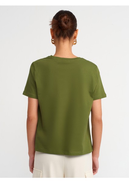 30740 Pamuklu T-Shirt-Haki