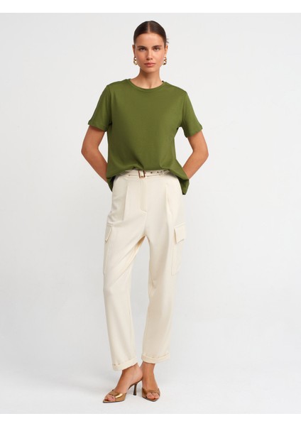 30740 Pamuklu T-Shirt-Haki