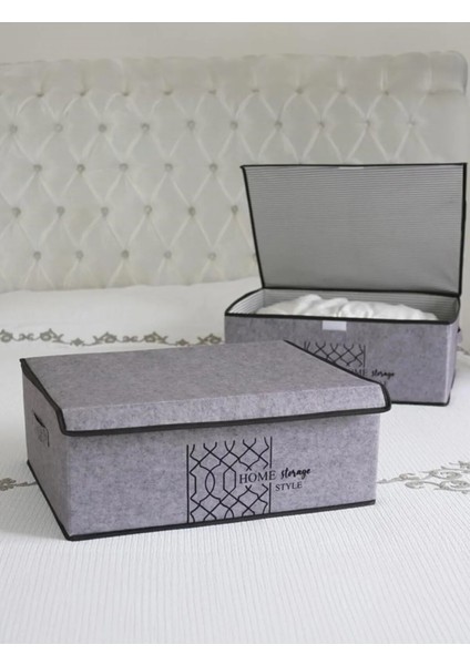 Keçe Kapaklı Baza Hurcu, Çok Amaçlı Düzenleyici Organizer Kapaklı Kutu 50X40X19 cm