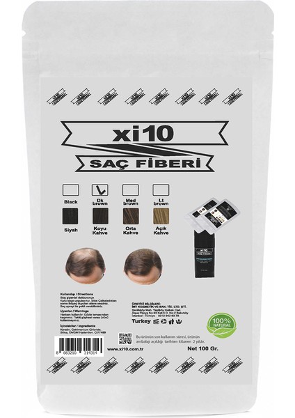 Koyu Kahve 300 Gr. Hair Fiber Ekonomik Boy Saç Tozu Topik