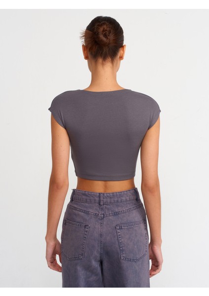 30528 Pamuk ve Modal Karışımlı Crop Top-Füme fiyatları