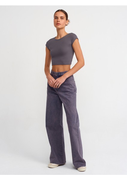 30528 Pamuk ve Modal Karışımlı Crop Top-Füme modelleri