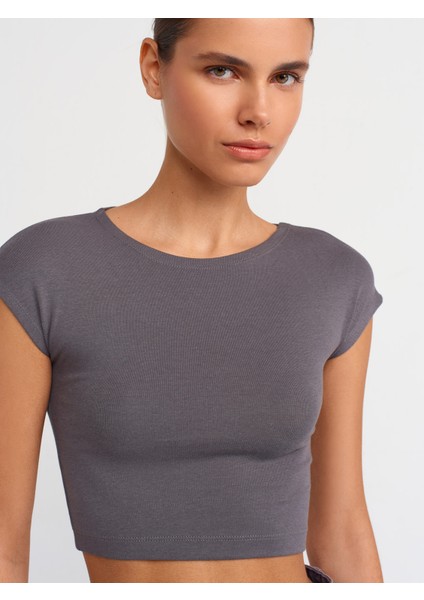 30528 Pamuk ve Modal Karışımlı Crop Top-Füme fırsatları