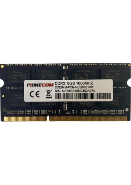 Prımecom PCR-ND38G16M 8gb Ddr3 1600MHZ CL11 Notebook Bellek