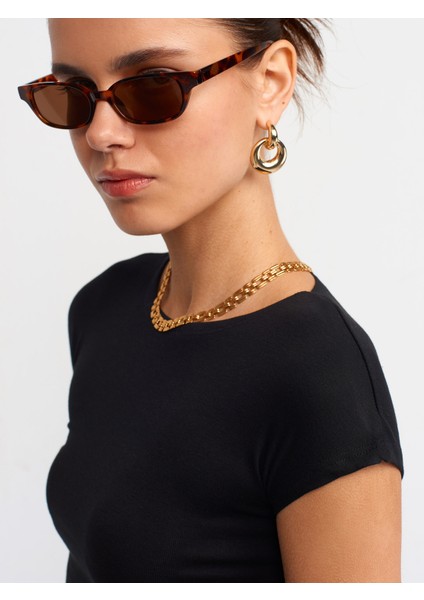 30528 Pamuk ve Modal Karışımlı Crop Top-Siyah