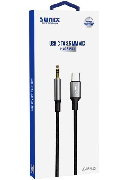 Usb-C To 3.5mm Aux Kablo Tak-Çalıştır Ac-06 Plus