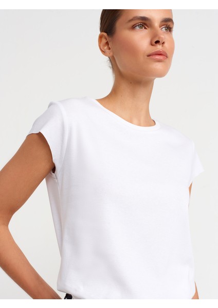 30719 Bisiklet Yaka T-Shirt-Beyaz fırsatları