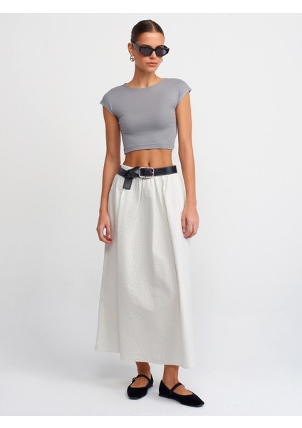 30528 Pamuk ve Modal Karışımlı Crop Top-Gri fırsatları