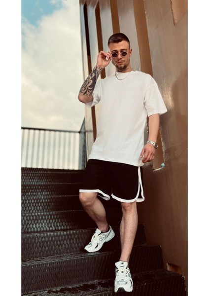 Erkek Beyaz Düz Oversize Tshirt