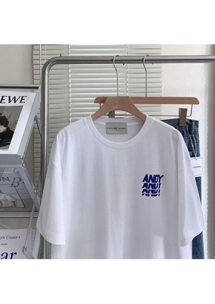 Blacksokak Erkek Beyaz Andy Baskılı Oversize Bisiklet Yaka Tshirt fiyatları