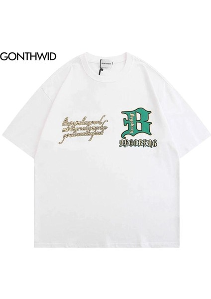 Blacksokak Erkek Beyaz Bego Baskılı Oversize Bisiklet Yaka